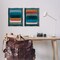 Stupell Industries Abstract Teal Stacked Colors 2 pc Framed Floater Canvas Wall Art Set Design by Victoria Barnes